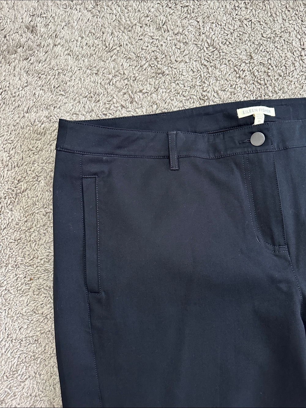 NWT Eileen Fisher ORGANIC COTTON BLACK SLIM ANKLE PANT - Picture 3 of 11